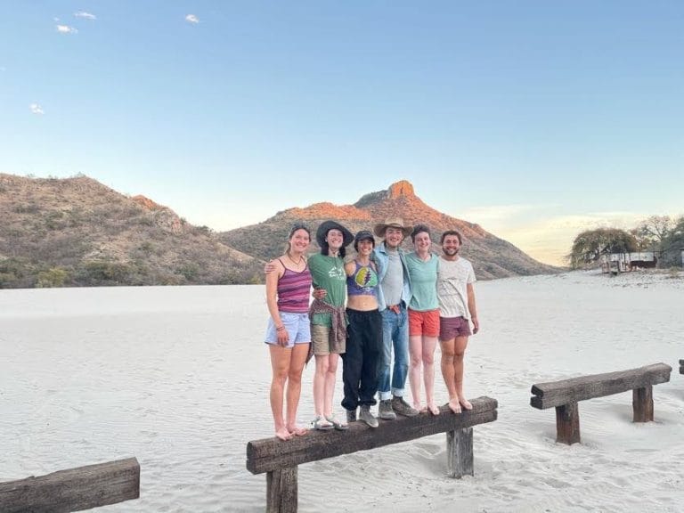 Group photo on the tailings in the ghost town of Ruby. Photo by B. Szydlowski.