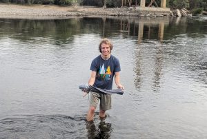 TJ in Mongolia this past summer, testing out research methodologies for a study on taimen (Hucho taimen) as part of his role as an Assistant Instructor. Photo: C. Smith